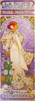 Plakat von Alfons Mucha zur Aufführung der Kameliendame mit Sarah Bernhardt 1896